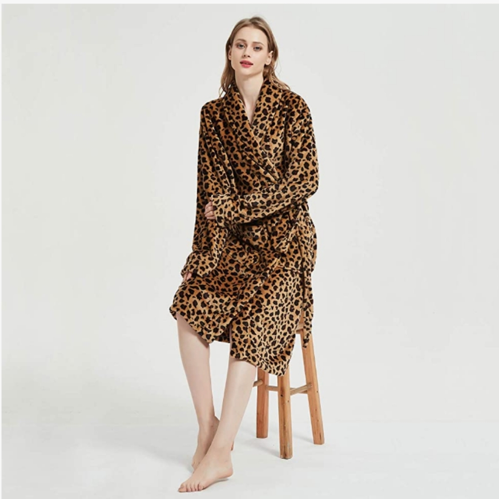 Oscar de la Renta buttery soft leopard print bathrobe
